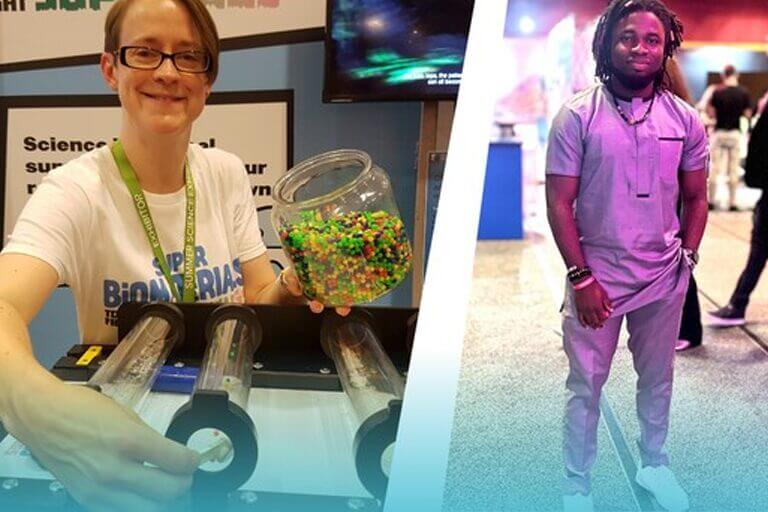 Dr Anne Bishop and Joshua Matthew, from the Wellcome Sanger Institute